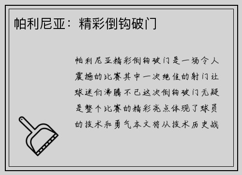 帕利尼亚：精彩倒钩破门